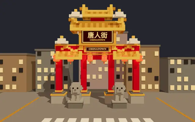 MiMo-V2.6-Pro：体素唐人街牌坊