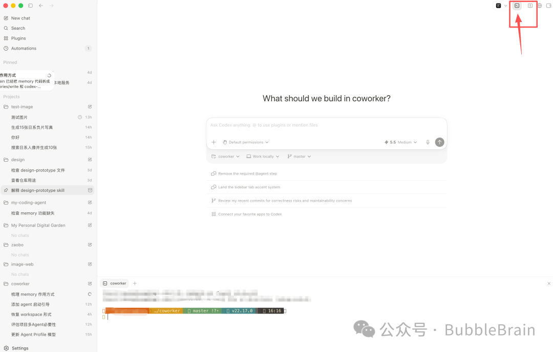 Codex App 内置终端