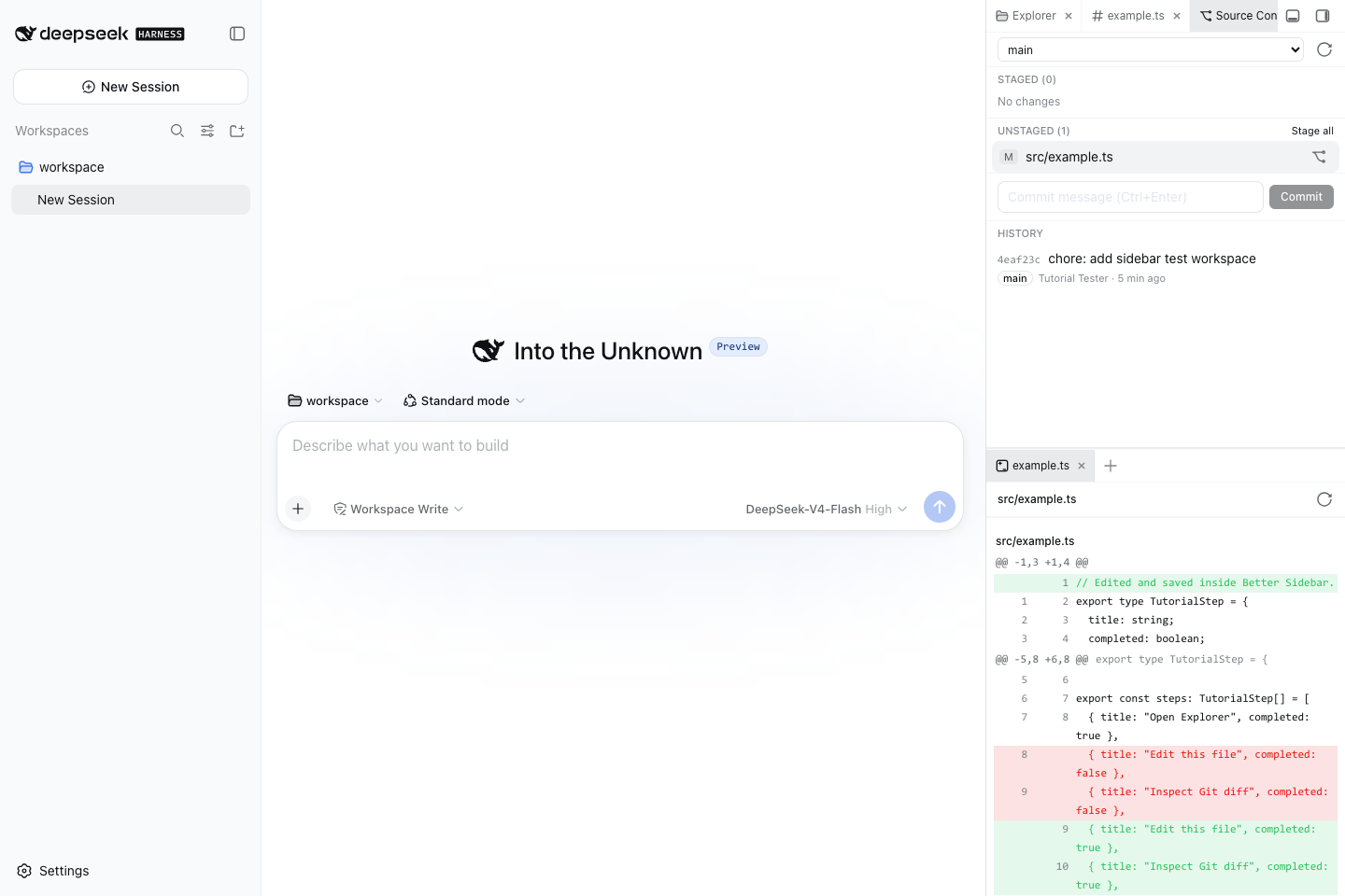 Source Control 与 VS Code 风格的 Git diff