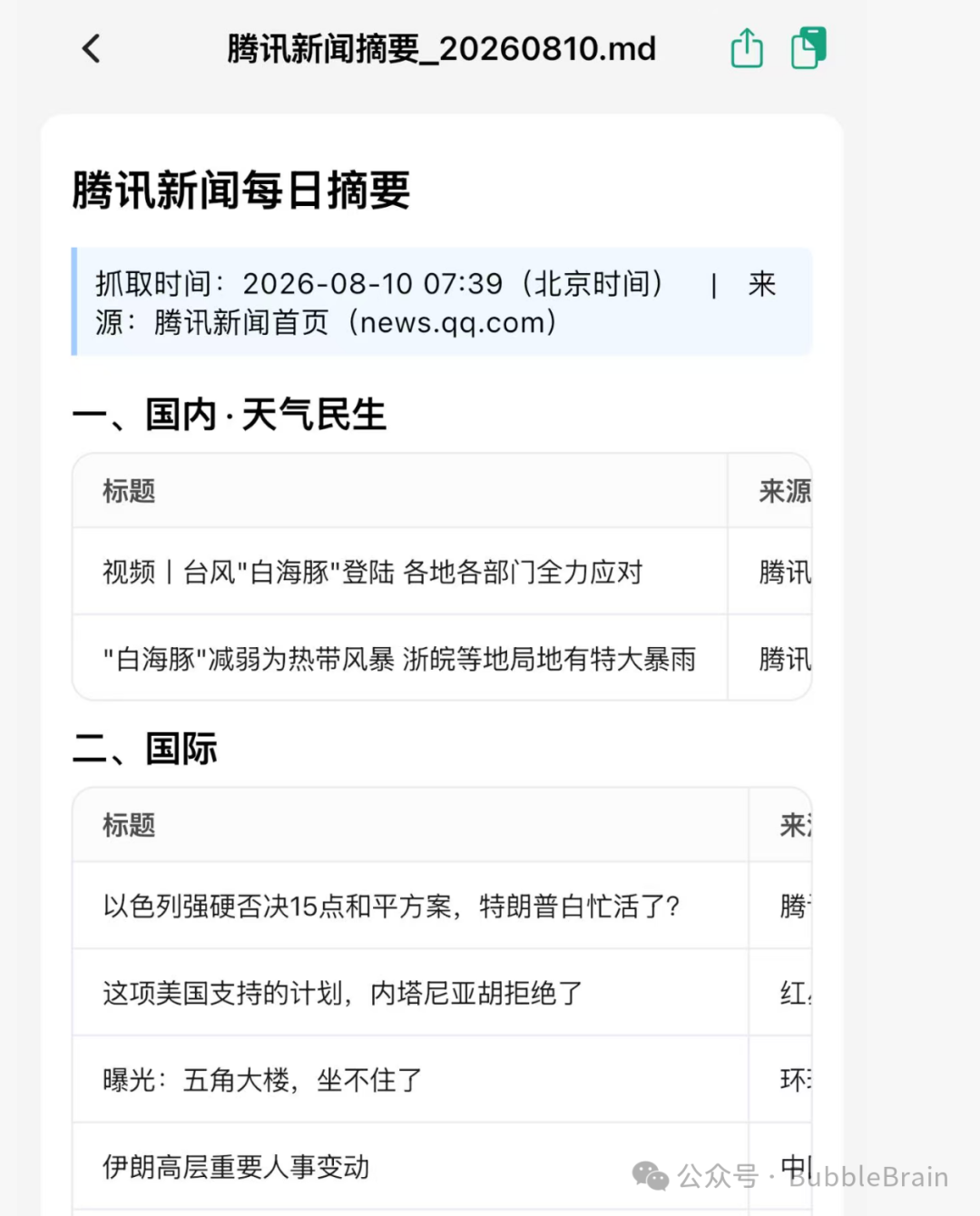 在手机端预览自动化生成的 Markdown 文件